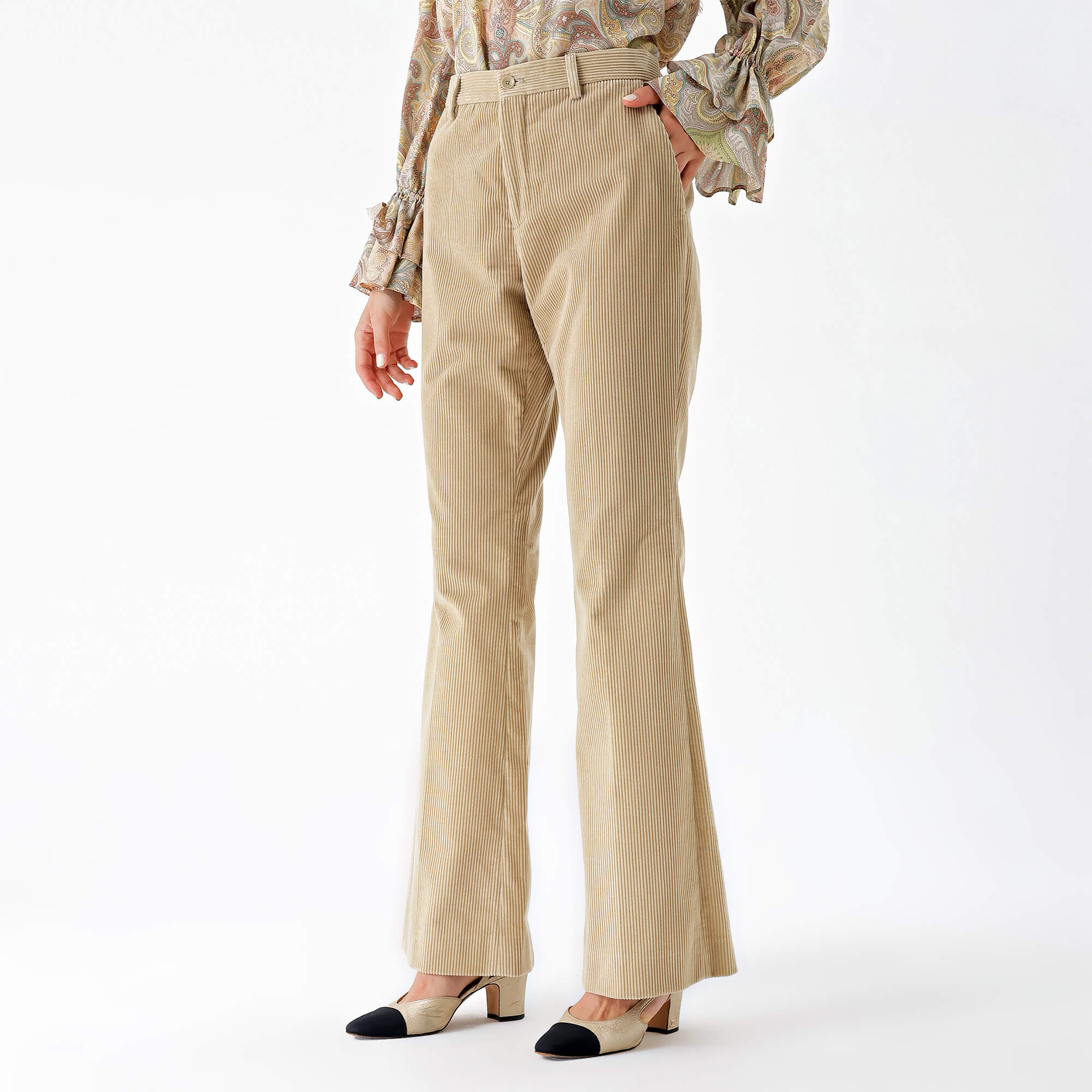 Etro-Beige Velvet Pants